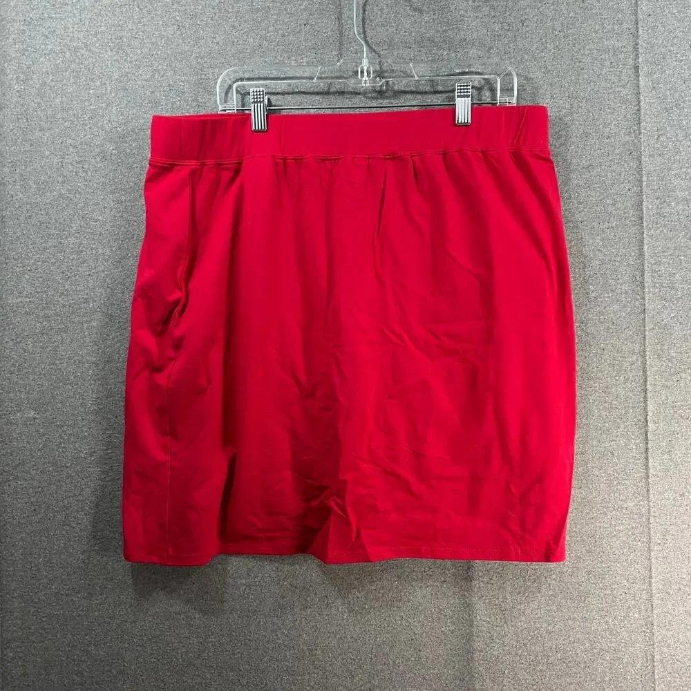 Belle by Kim Gravel TripleLuxe_Knit Tulip Hem Skort Americana Red, Size 1X